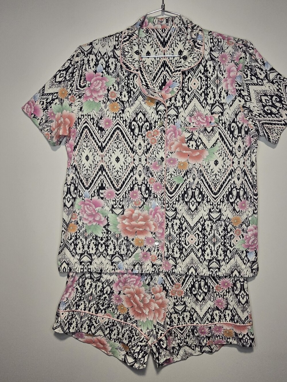 Johnny Was Pajama Short Set Cotton-Modal Luxury Loungewear XL See Flaws